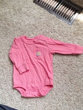 Carhartt Pink Long Sleeve Baby Bodysuit with Chest Pocket
